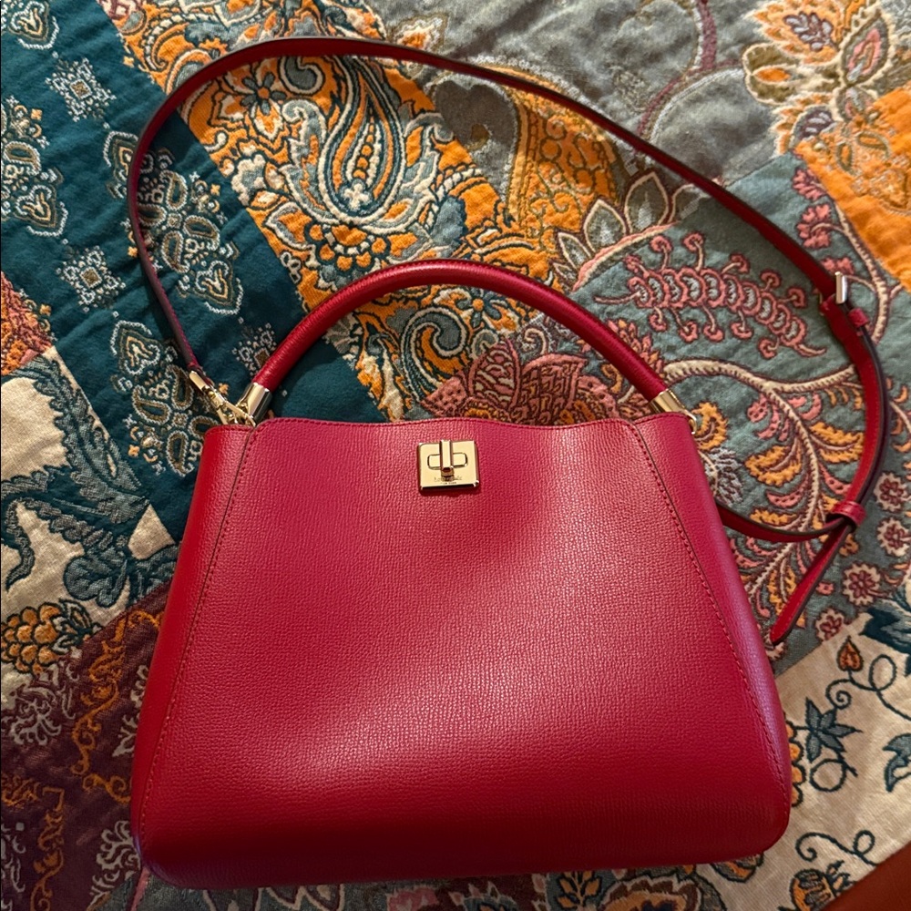 Kate spade Red Leather Handbag with Gold Accent
